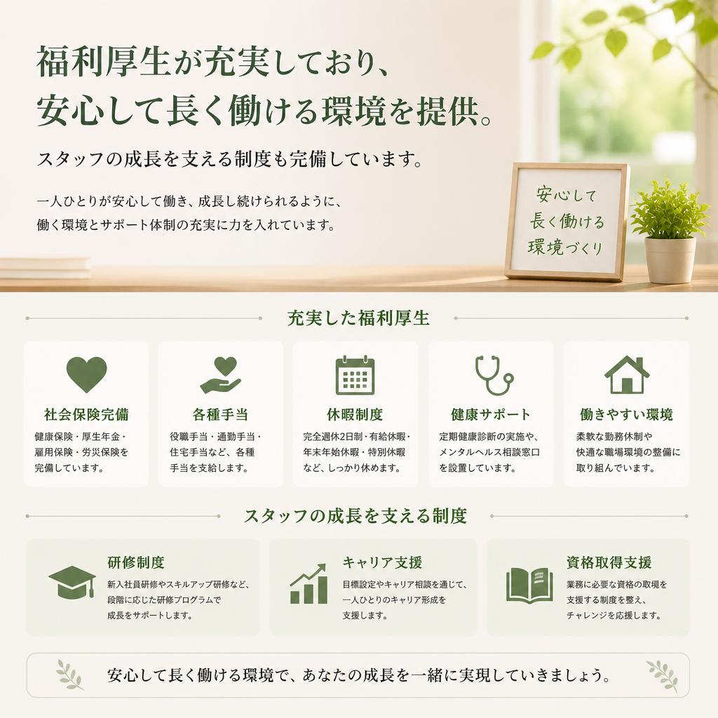 充実した福利厚生で安心