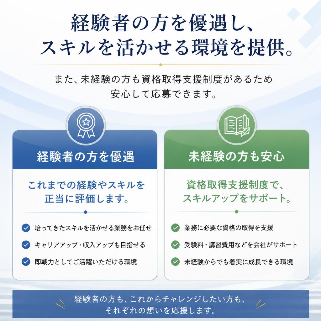 経験者優遇、あなたのスキルを活かせる職場