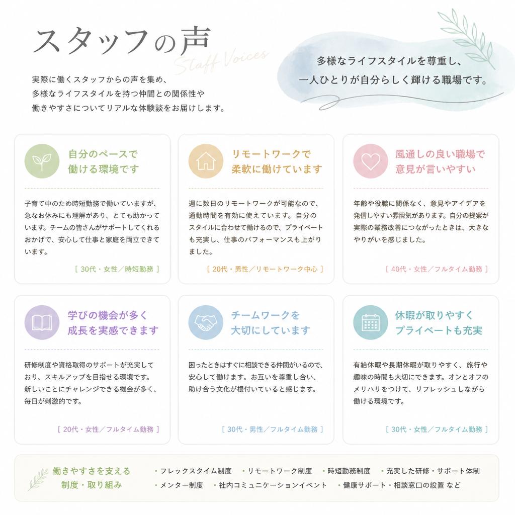 スタッフの声：リアルな体験談