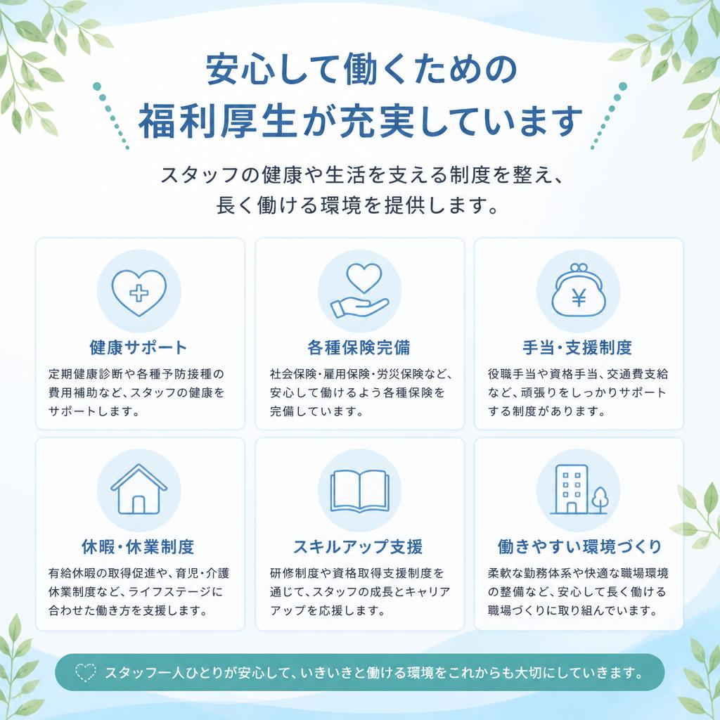 充実の福利厚生で安心の働き方