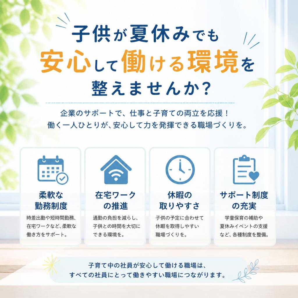 子供が夏休みでも安心して働ける環境を整えませんか？