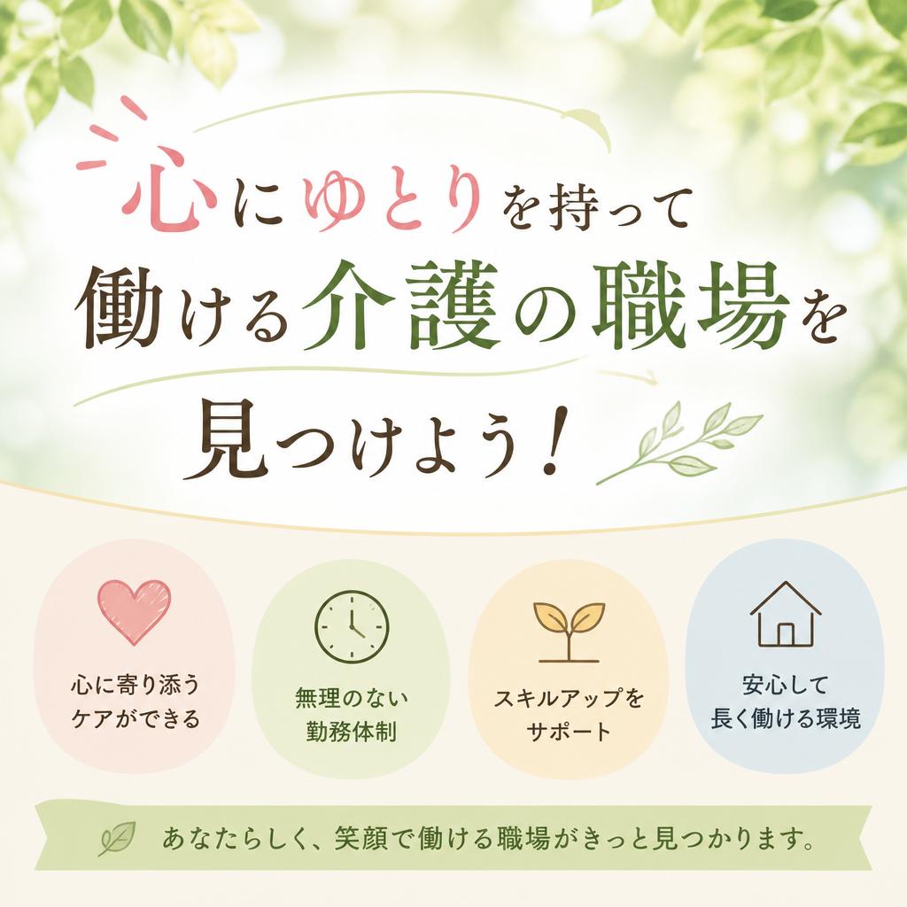 心にゆとりを持って働ける介護の職場を見つけよう！