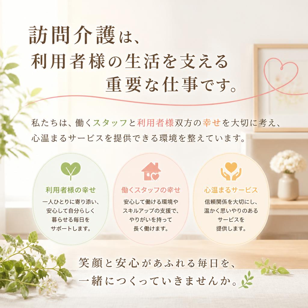 利用者様とスタッフの幸せを優先