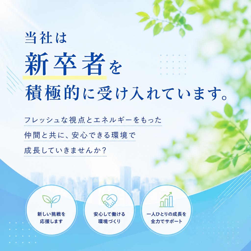 新卒者歓迎！若い力を求めています