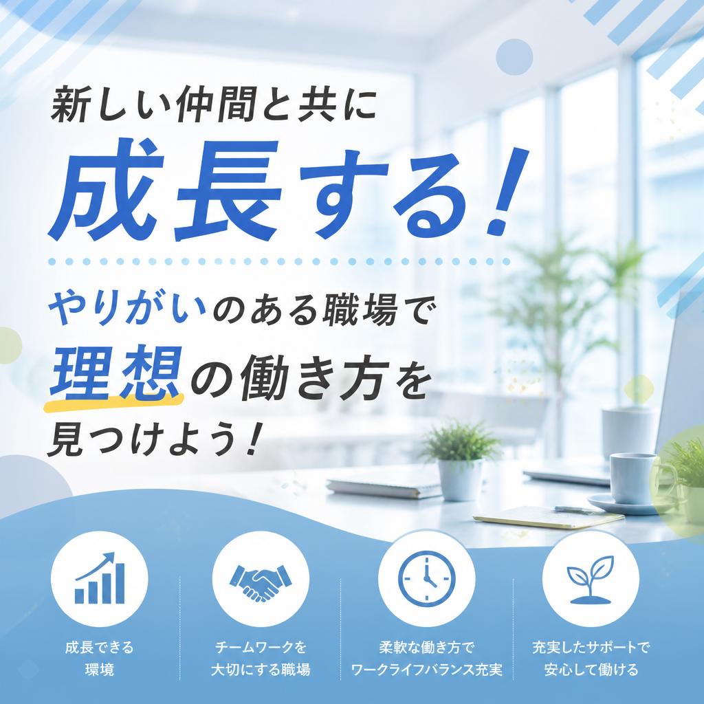 新しい仲間と共に成長する！やりがいのある職場で理想の働き方を見つけよう！